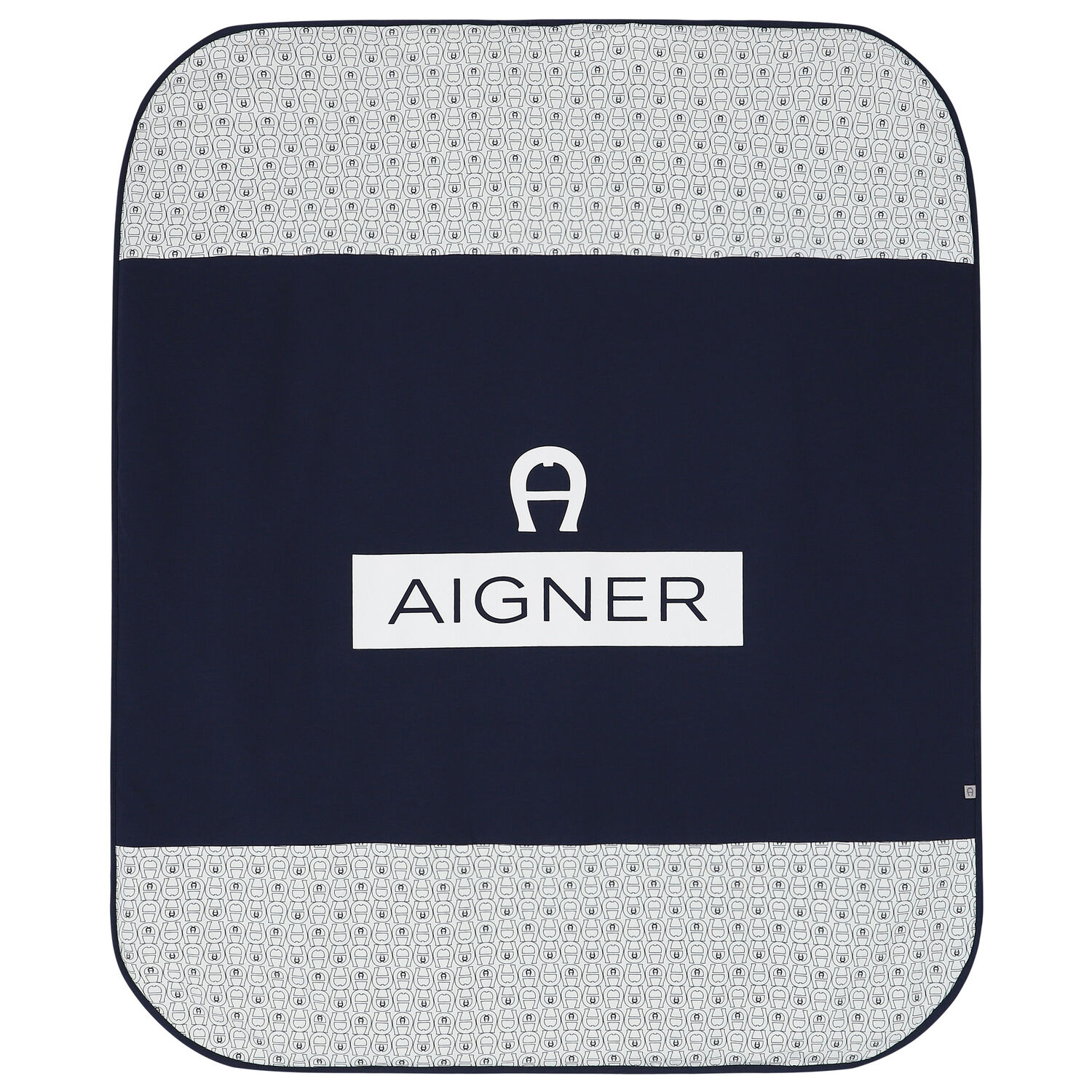 Baby Boys Navy Blue & White Logo Blanket, 2, hi-res